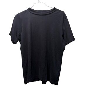 LL Bean Minimalist Dark Academia Cotton Mock Neck Black T-Shirt Medium Regular